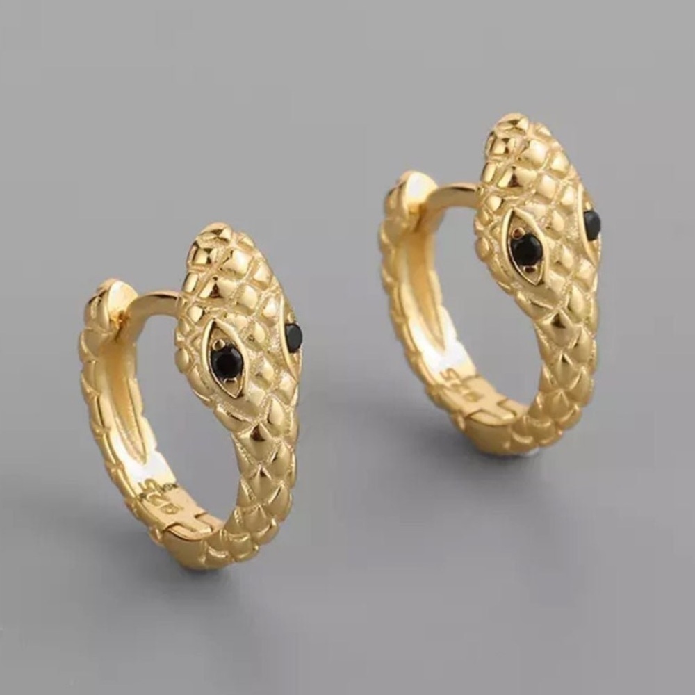 COPY - COPY - 18K Gold Snake Huggie Hoop Earrings Brand New